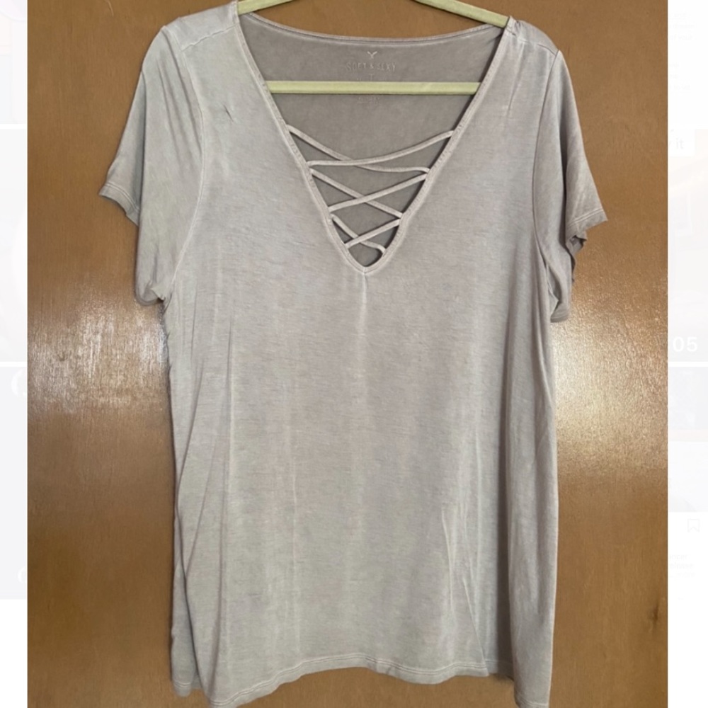 A soft, green, v-neck t-shirt